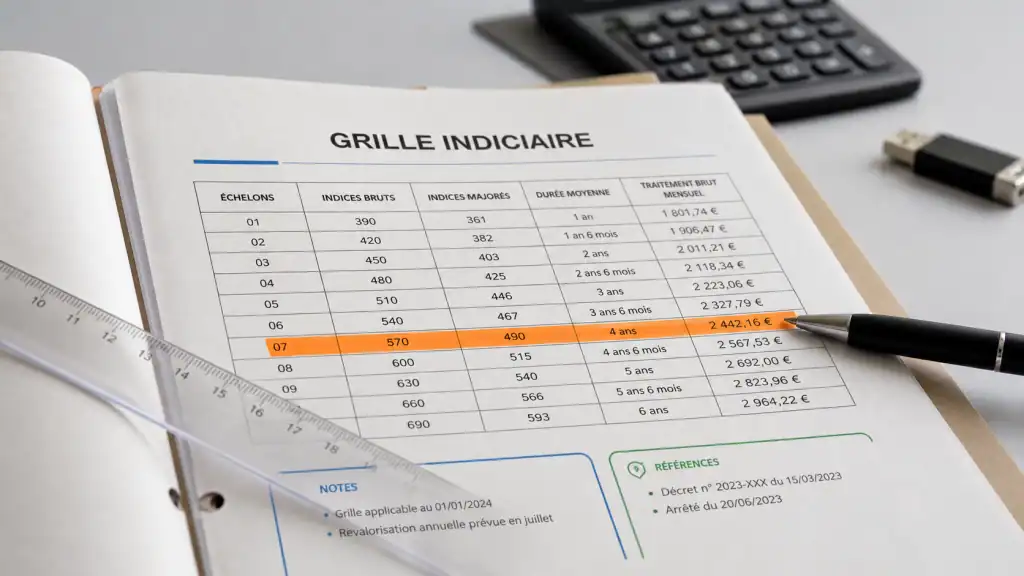 Grille indiciaire attaché hors classe : indices, échelons et brut mensuel