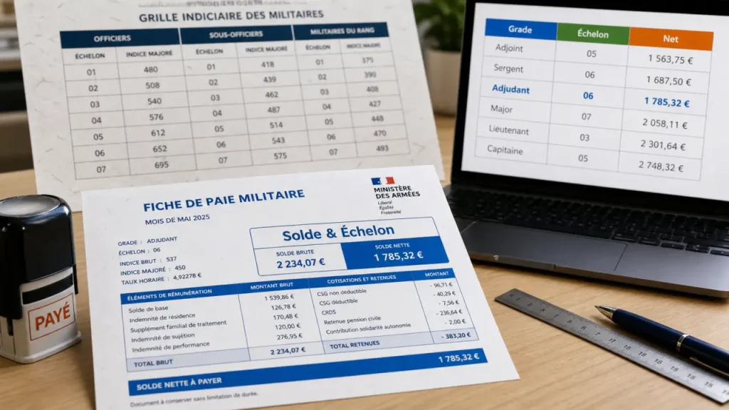 Sous officier salaire : solde et échelon, fiche de paie militaire
