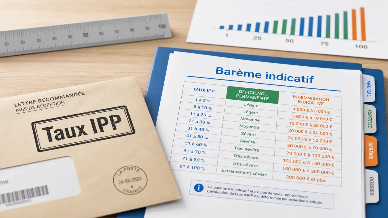Barème taux IPP maladie professionnelle : seuils 10% et 50%