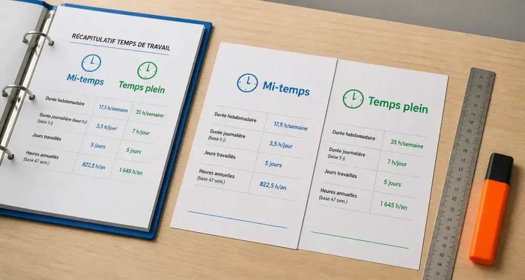 Combien d heures pour un mi temps : 17,5 h/semaine vs temps plein 35 h