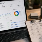 Création de contenu digital : SEO, formats et stratégie éditoriale sur un ordinateur