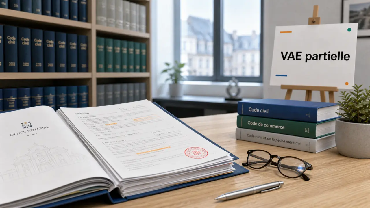 Devenir notaire à 40 ans : VAE partielle, dossier et codes juridiques en bureau
