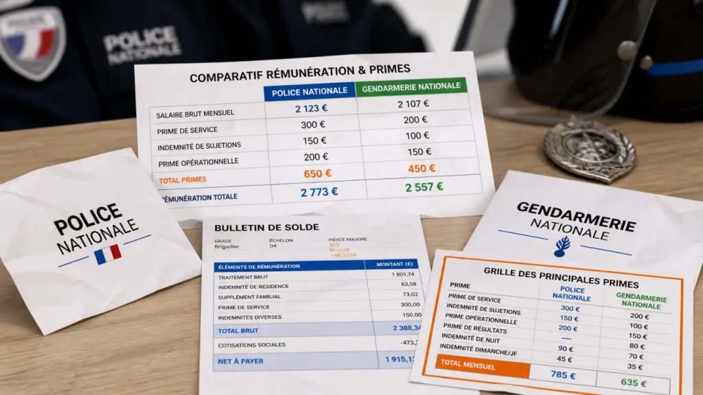 Police ou gendarmerie : la solde, les primes et le logement changent le revenu réel