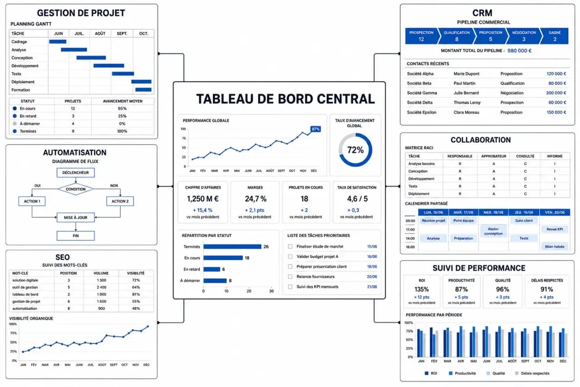 Outil digital : tableau visuel des principales catégories et usages en entreprise