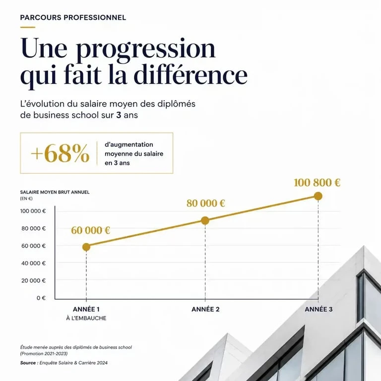 Évolution du salaire après 3 ans pour un diplômé ESCP