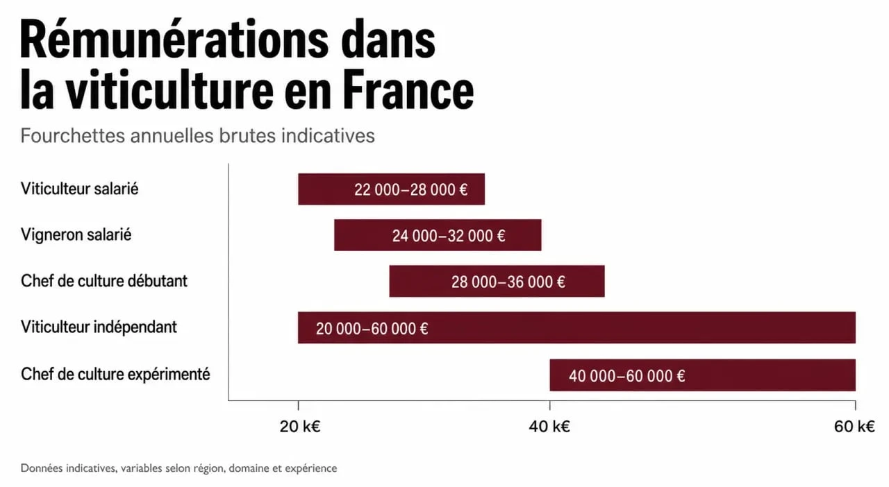 salaire viticulteur : comparatif visuel des rémunérations selon le statut et l’expérience