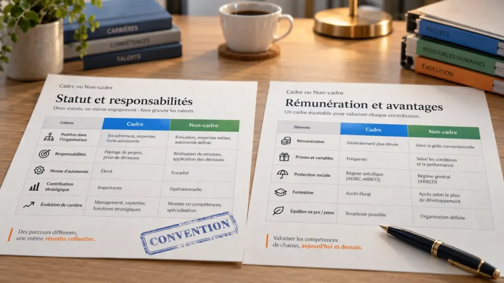 Cadre ou non cadre : contrat et convention collective (comparatif)
