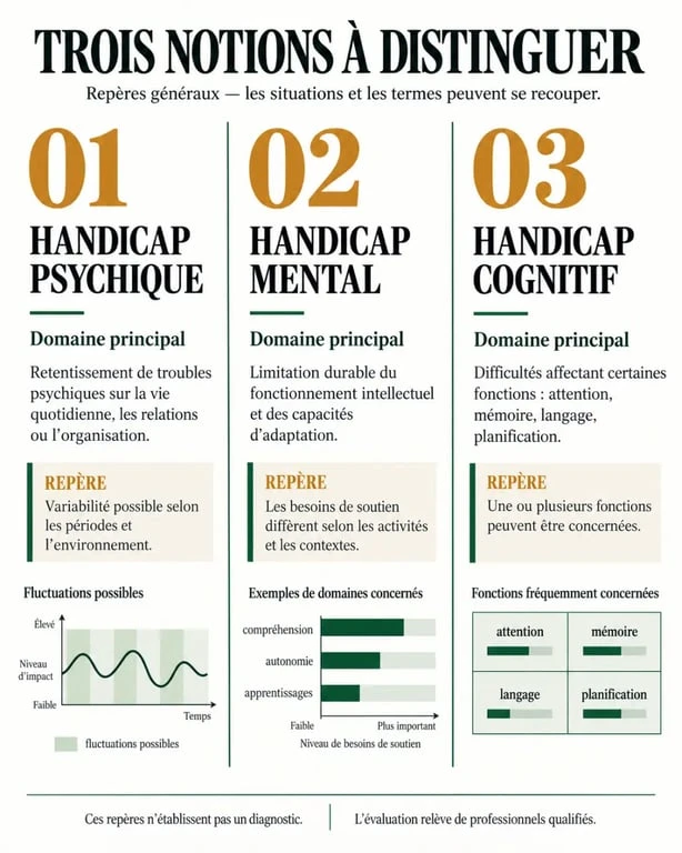 Handicap psychologique et différences entre handicap psychique, mental et cognitif