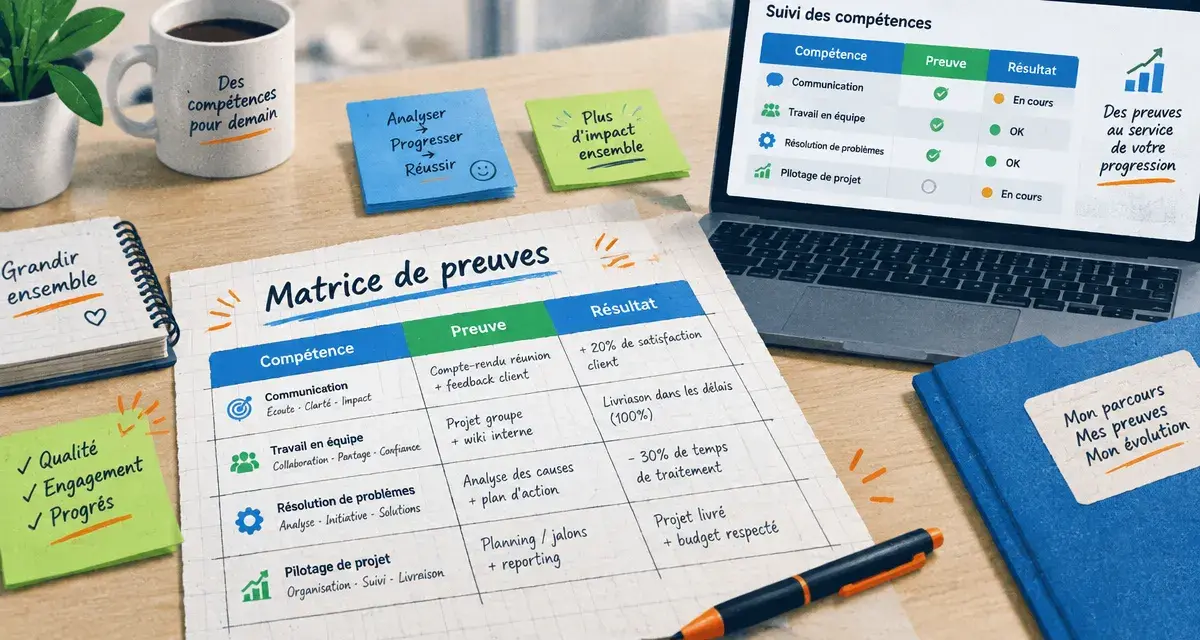 Competence professionnelle : matrice de preuves et suivi de résultats