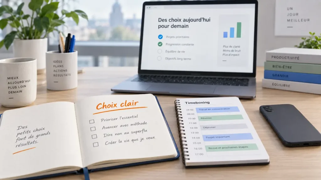 Productivité personnelle : priorités claires et focus timeboxing au bureau