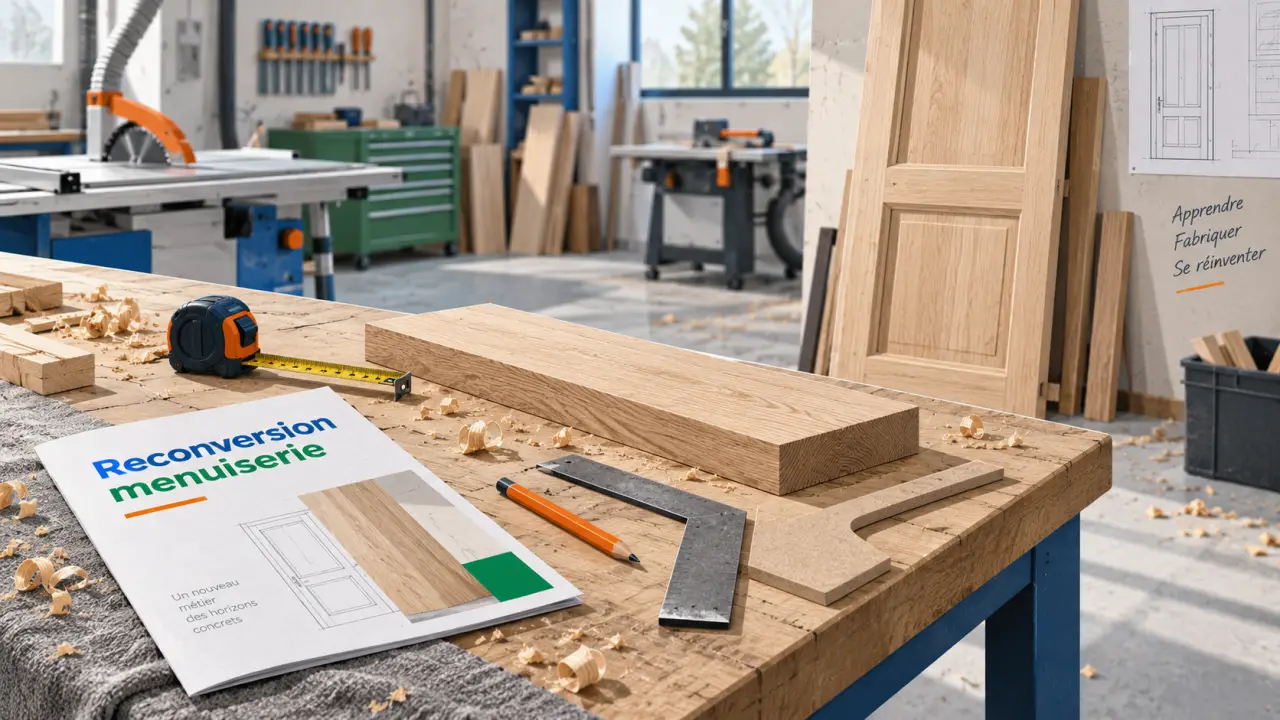Reconversion menuiserie : atelier avec outils et établi
