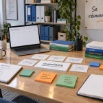 Se réinventer : bureau de transition avec inventaire et planning vierge
